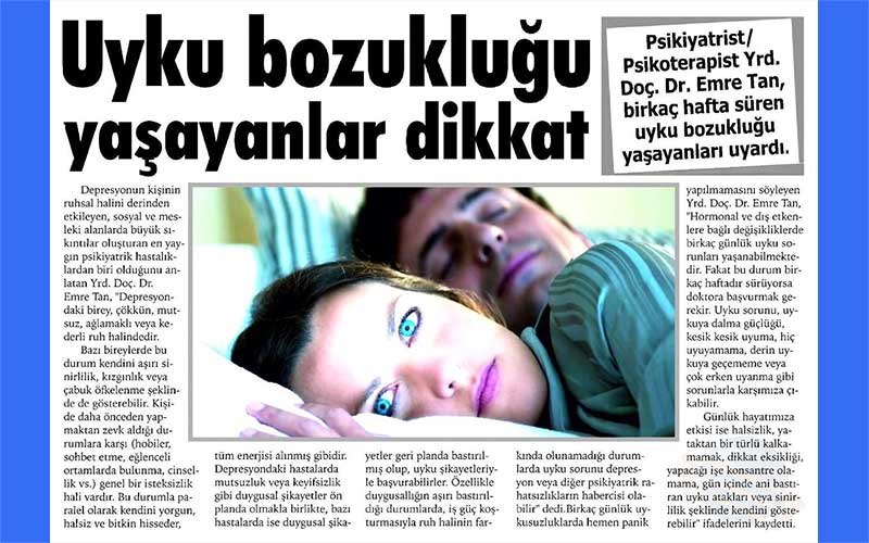 Uyku Bozukluğu Yaşayanlar Dikkat PsikiyatristPsikoterapist Dr. Emre Tan